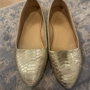 Yosi Samra Metallic Snakeskin Flats
